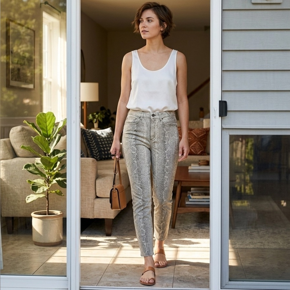 Zara Snake Print Skinny Jeans